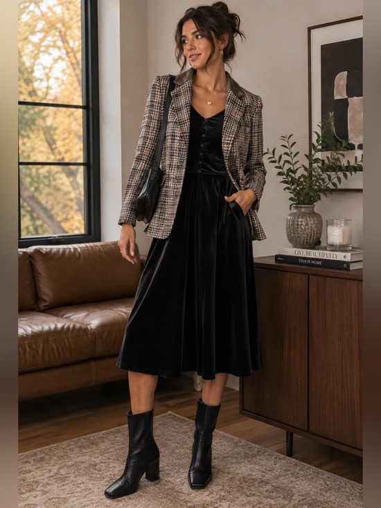 Talbots Dresses & Skirts - NWT Talbots Black Velvet Midi Dress 4 | Romantic 90s Holiday Evening Dress 8888